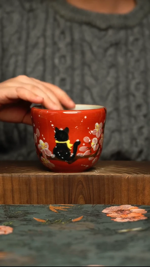 杯釉下彩手工手绘同款陶器