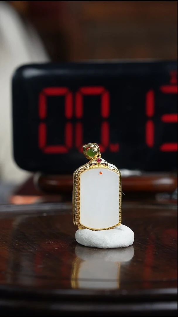 银S925镶嵌和田玉挂件用****4和田玉无事牌