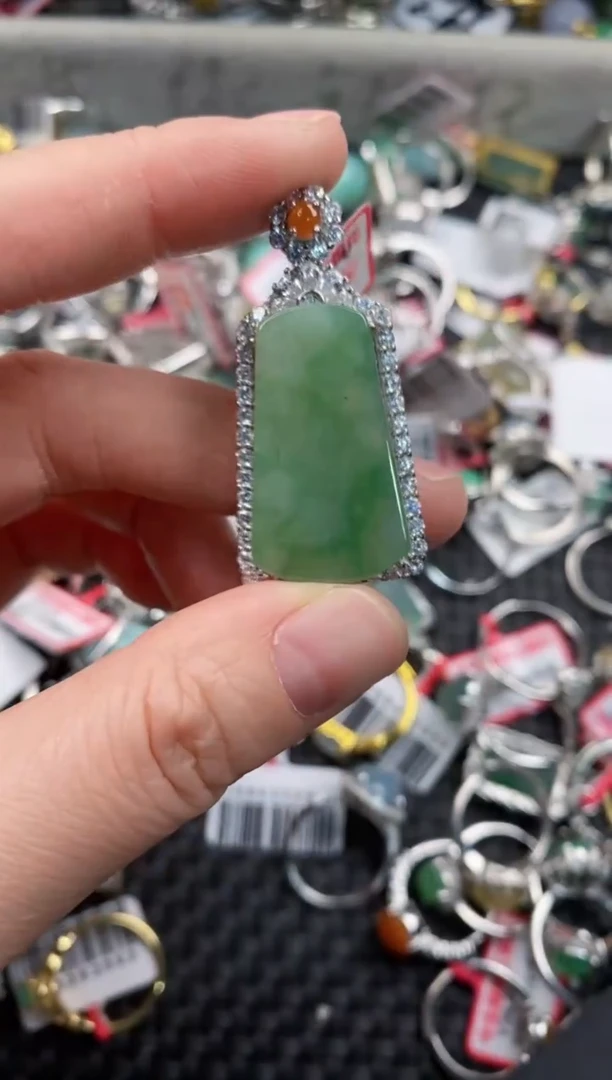 银S925镶嵌戒指翡翠12            1