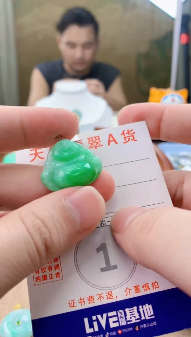 颈饰18K金镶嵌翡翠天然A货翡翠挂件
