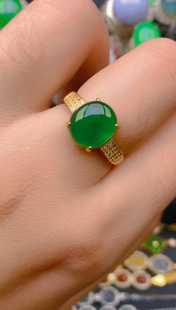 【闪购商品】翡翠戒指银S925镶嵌天然A货翡翠1