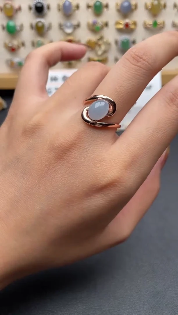 翡翠戒指银S925镶嵌一物一证一礼盒