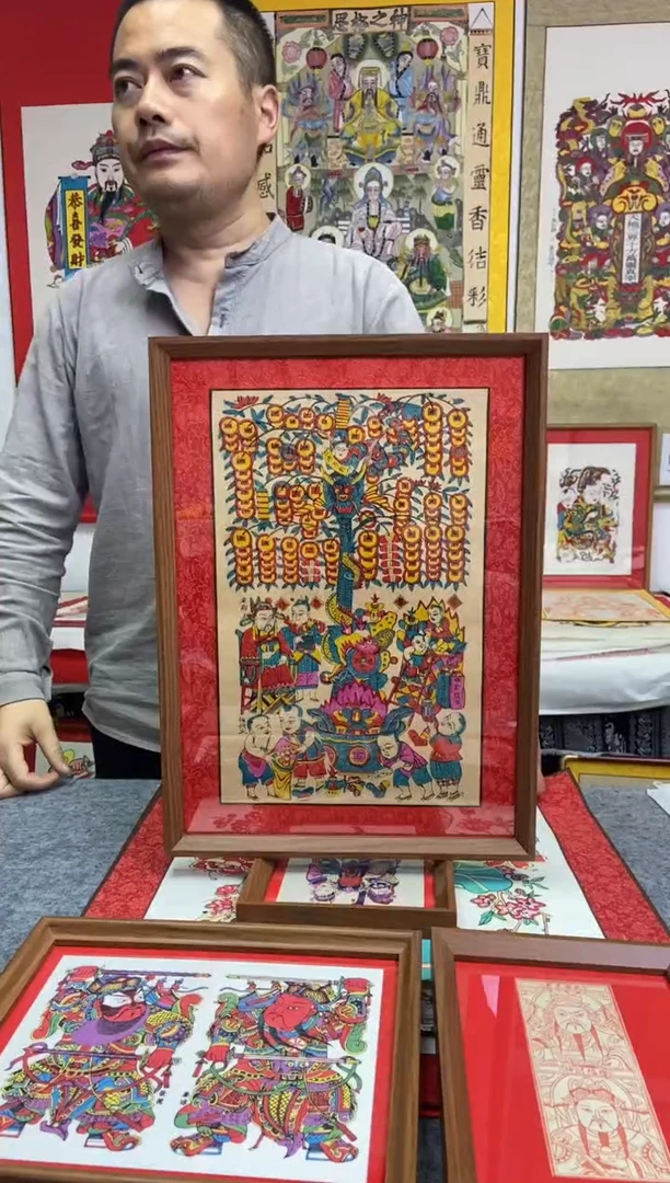 摇钱树A3框精裱手工制作精品