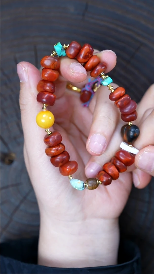 未镶嵌手串南红玛瑙无胶无裂包浆原矿9261