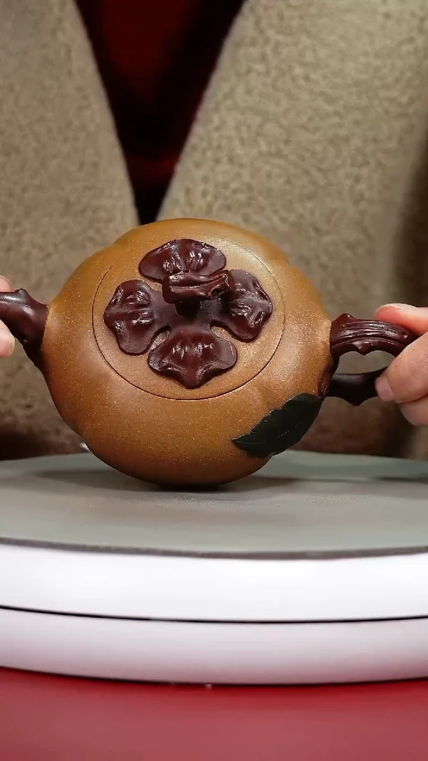 茶壶紫砂蒋静明老段泥仿生柿子240CC