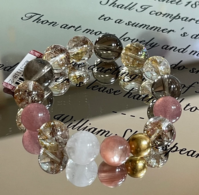 【浮光】茶晶金箔胶花手链