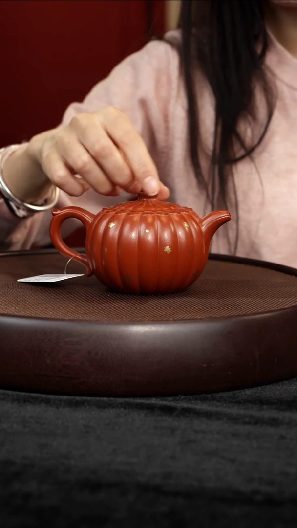 茶壶紫砂JWQ20691大红袍筋纹篱落220c