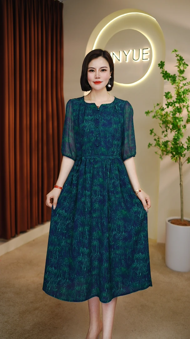 【千姿燕】6015新款夏季青蔓时尚优雅收腰休闲气质连衣裙