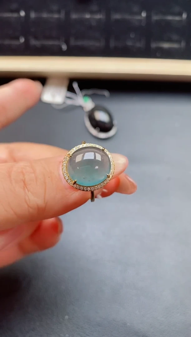 翡翠戒指银S925镶嵌21321