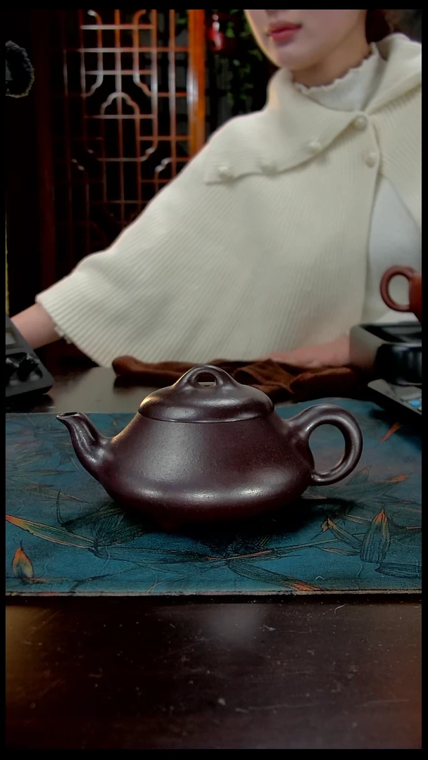 茶壶紫砂百分百纯石红全手工汉棠石瓢