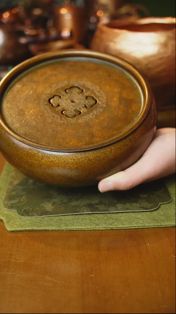 【闪购商品】高款黄铜壶承18厘米直径