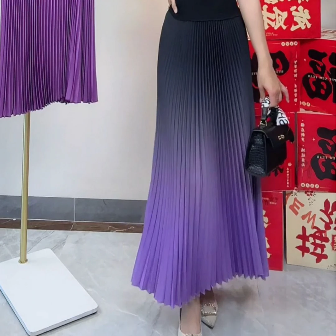 2025文艺高级大摆裙简约气质优雅显高显瘦紫色半裙113