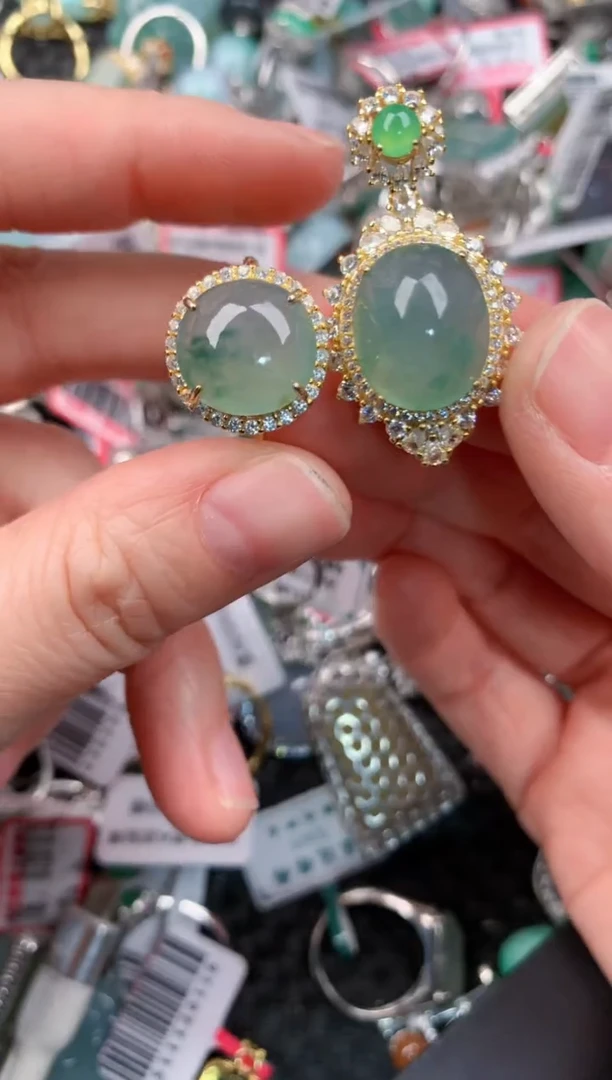 银S925镶嵌戒指翡翠888---7