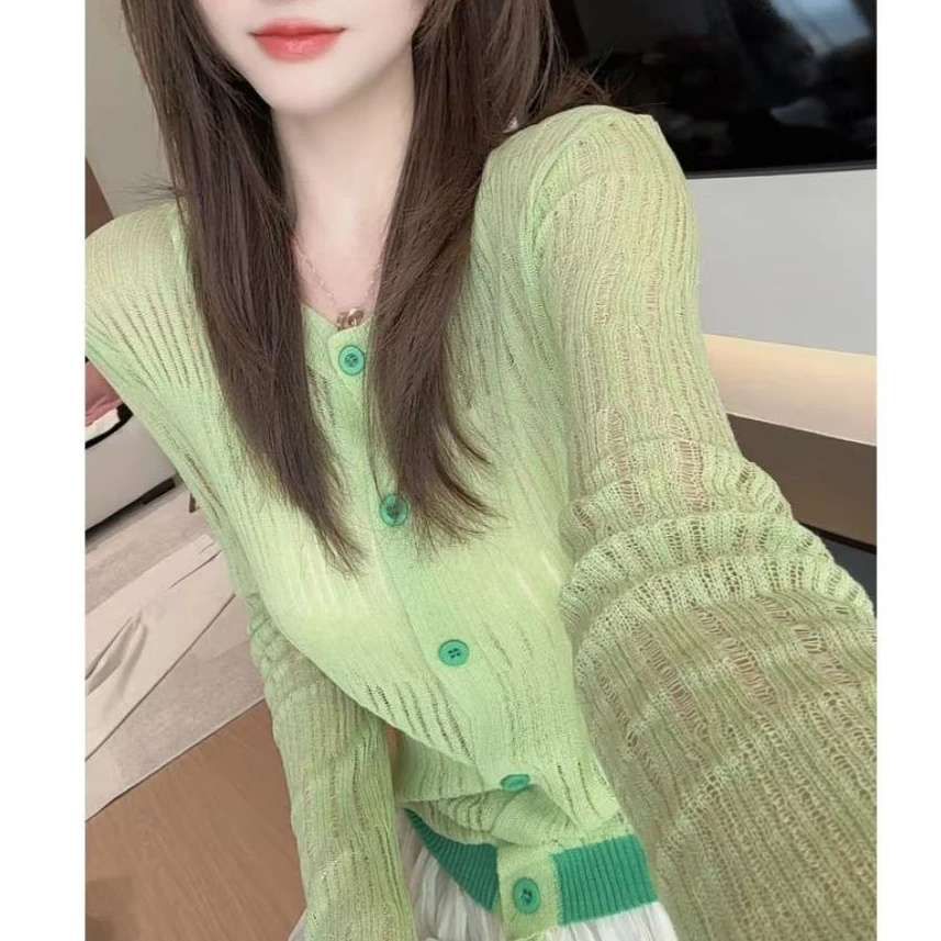 洋气设计感纯欲2026年时尚百搭休闲颜色高级感欧若风针织衫W1-80