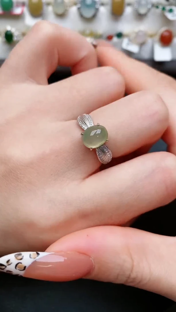 翡翠戒指银S925镶嵌...