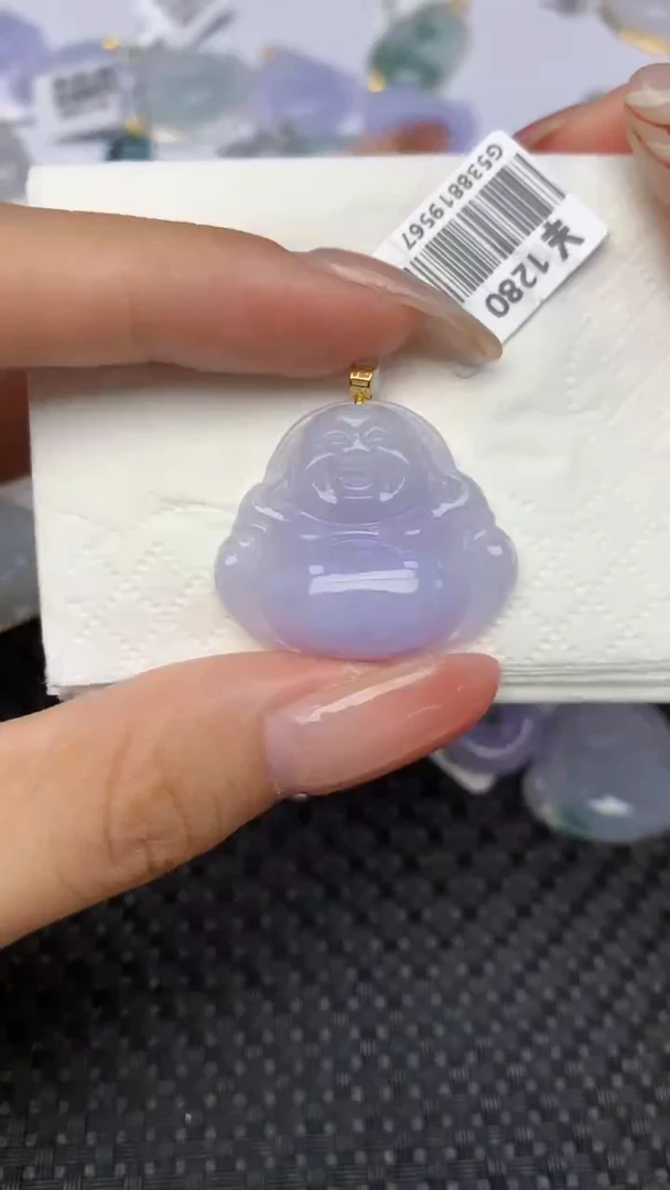 翡翠18K金镶嵌颈饰天然翡翠a货