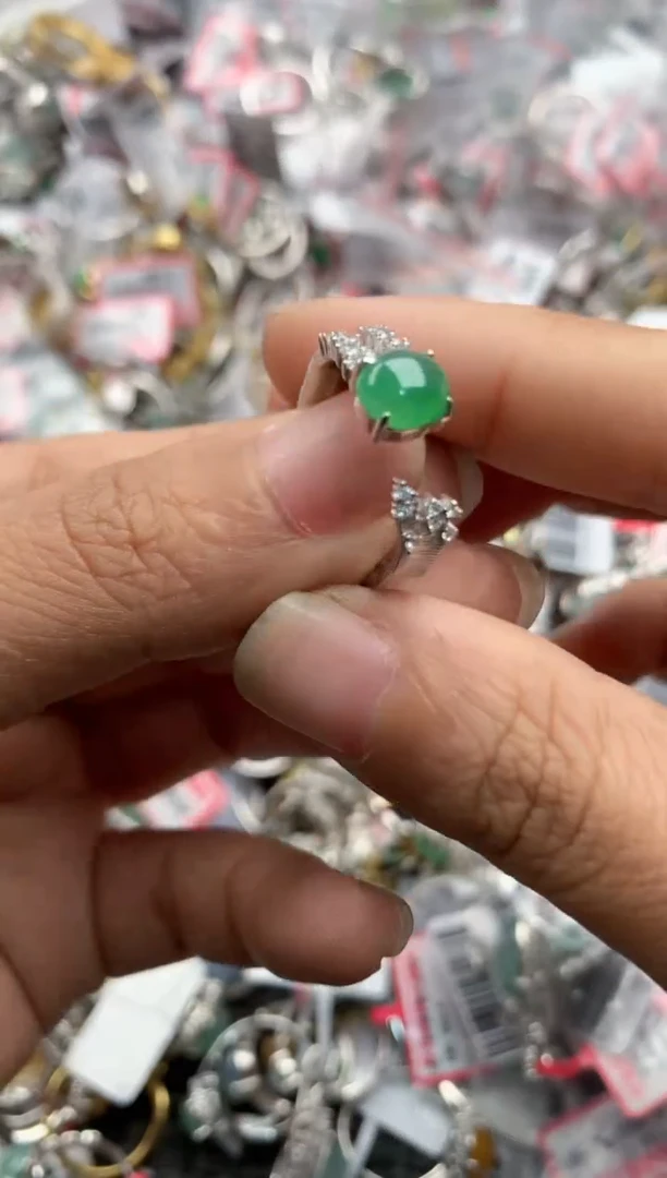 银S925镶嵌戒指翡翠666                   8