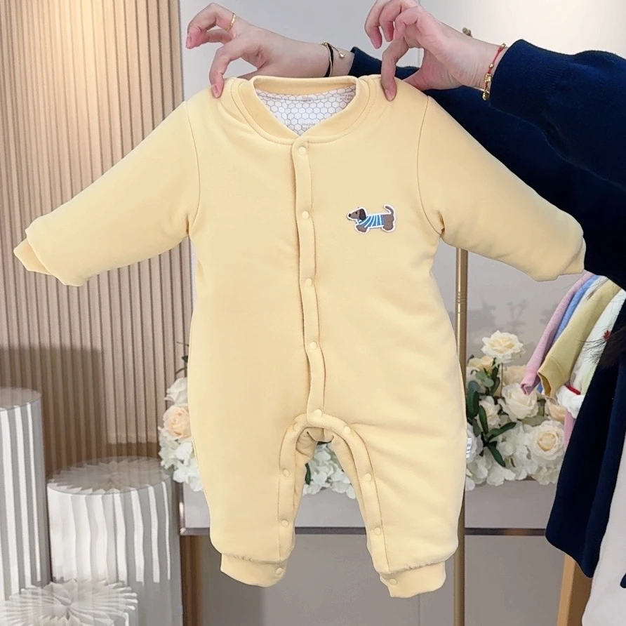 婴儿连体衣秋冬温感无骨棉服长袖哈衣宝宝幼儿满月新生儿衣服爬服