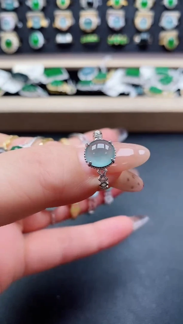 银S925镶嵌戒指翡翠1