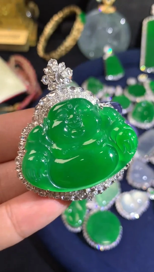 【闪购商品】翡翠挂件18K金镶嵌佛公尾款