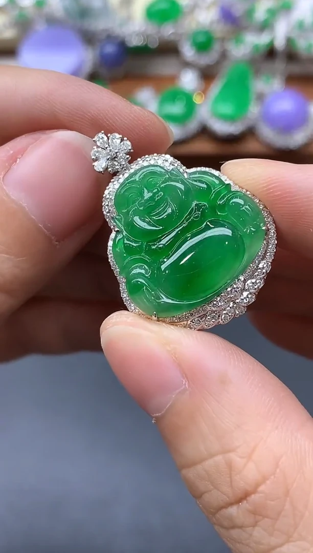 颈饰18K金镶嵌翡翠593-中国好珍宝