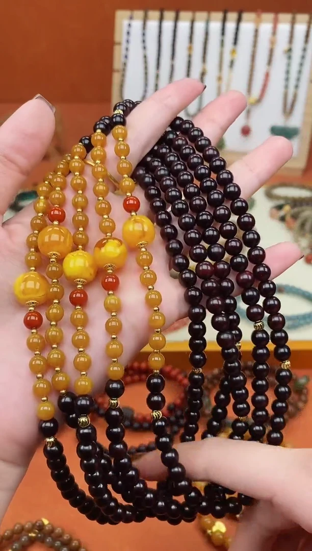 手串檀香紫檀（小叶紫檀）未镶嵌双圈印度小叶紫檀老蜡手串