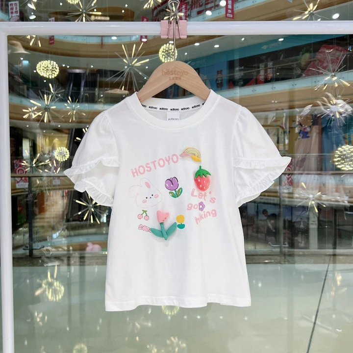【皇室童缘】2025夏季女童甜美印花T恤17680235006