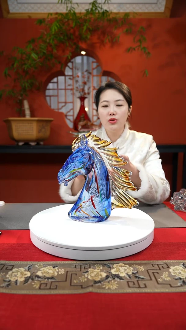 【闪购商品】琉璃手工艺品蓝色马首