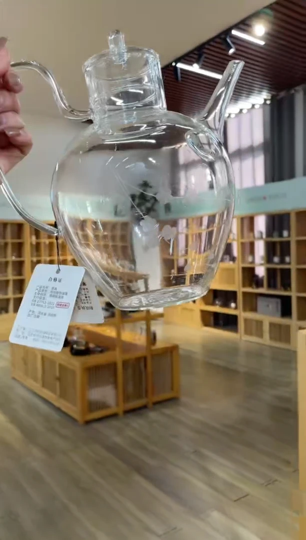 手工艺品玻璃大执壶透把雕刻梅花