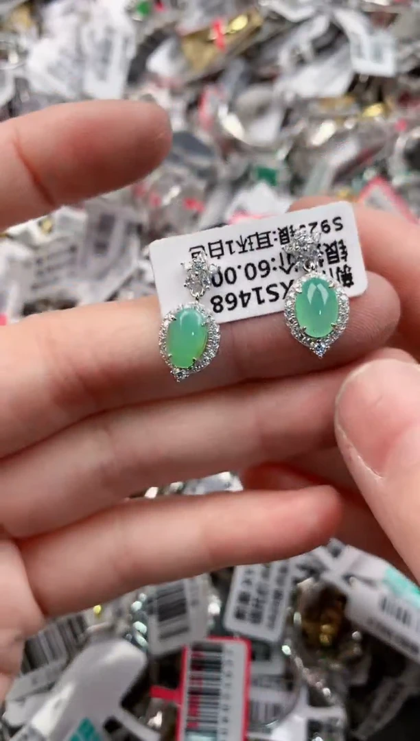 银S925镶嵌戒指翡翠10          7