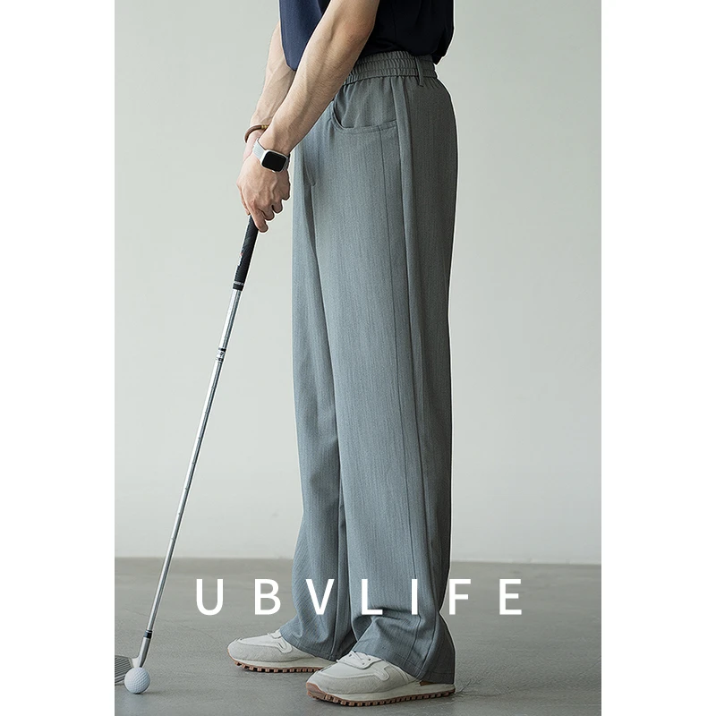【都市休闲系列】肌理压褶素色阔腿裤男士2025夏季通勤垂感休闲裤