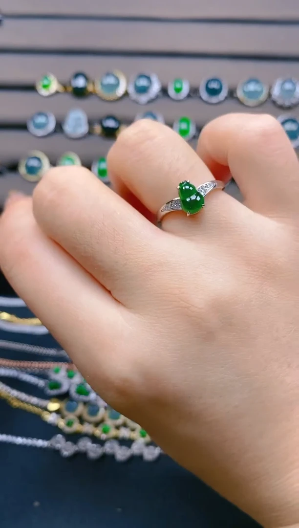 翡翠戒指银S925镶嵌1212