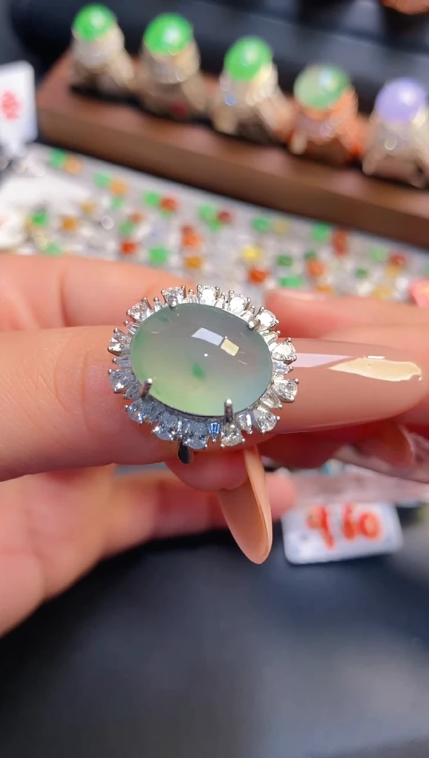 银S925镶嵌戒指翡翠天然