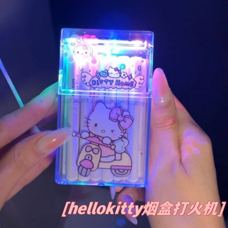 hellokitty烟盒充电打火机一体2025新款女款高颜值创意透明保护壳