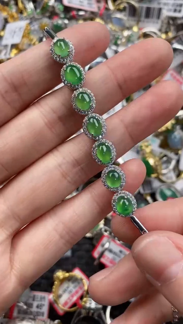 银S925镶嵌戒指翡翠2222----10