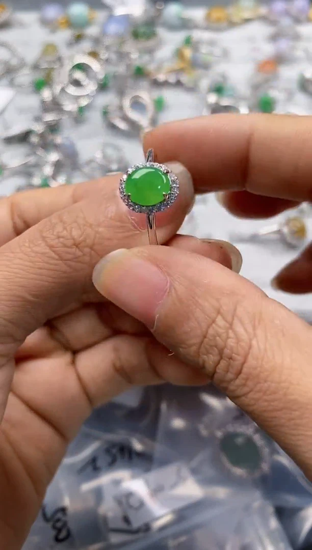 银S925镶嵌戒指翡翠6-1