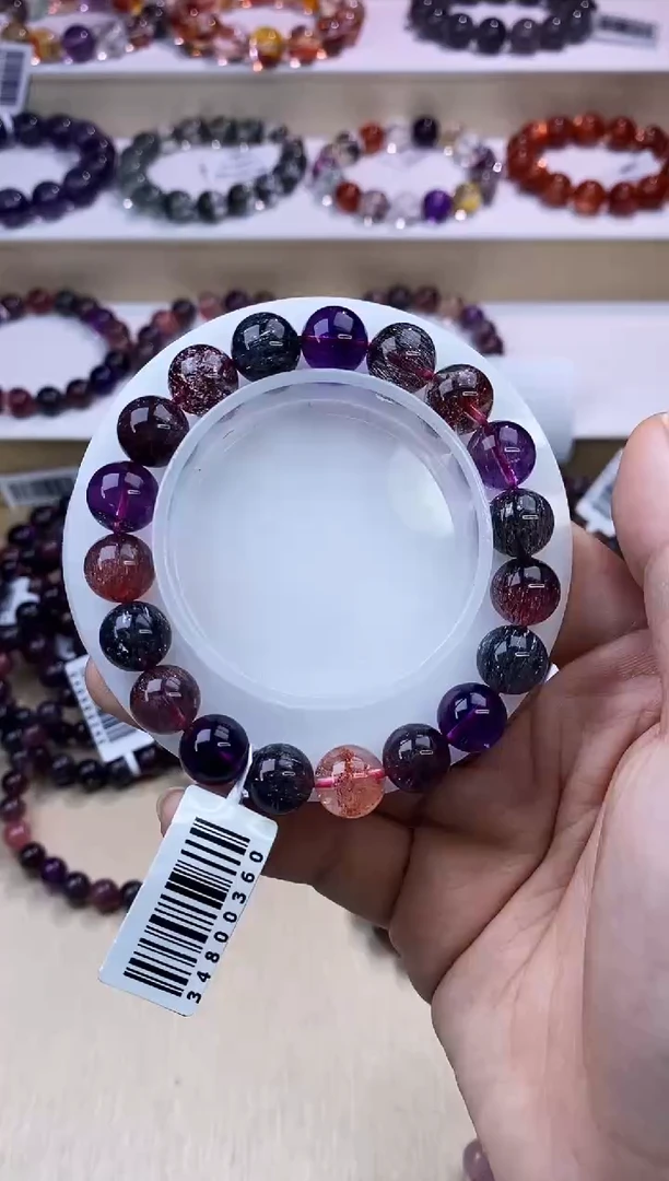 水晶手串未镶嵌黑加仑超七单圈10m+