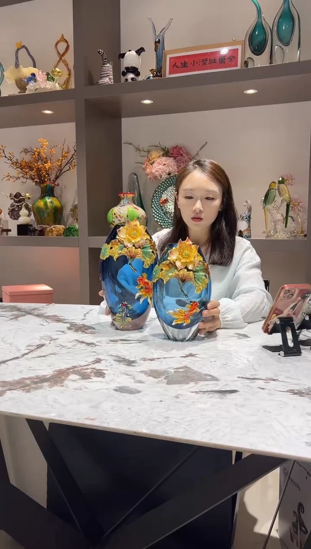 琉璃珐琅彩花瓶 现货