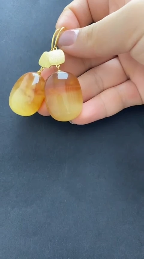 未镶嵌琥珀裸石琥珀耳坠