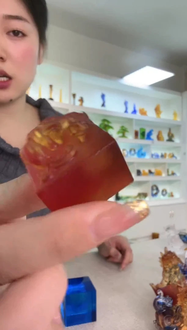 手工艺品琉璃小貔貅印章1对