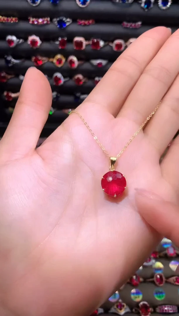 【闪购商品】红宝石吊坠(赠链)银S925镶嵌12