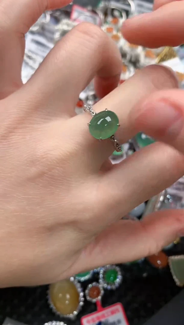 银S925镶嵌戒指翡翠888--10