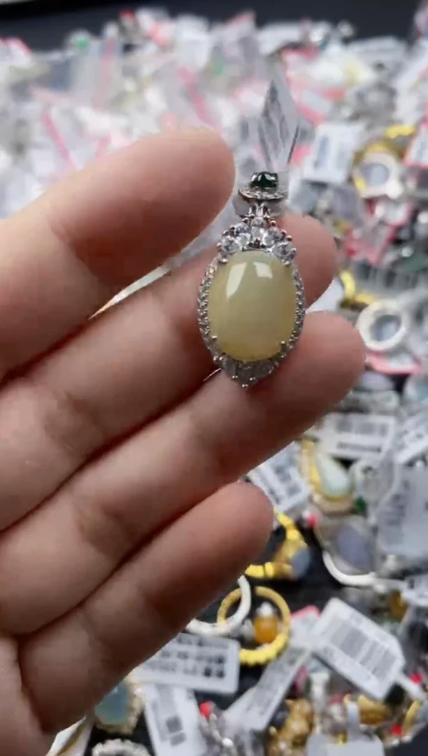 翡翠戒指银S925镶嵌3333---3