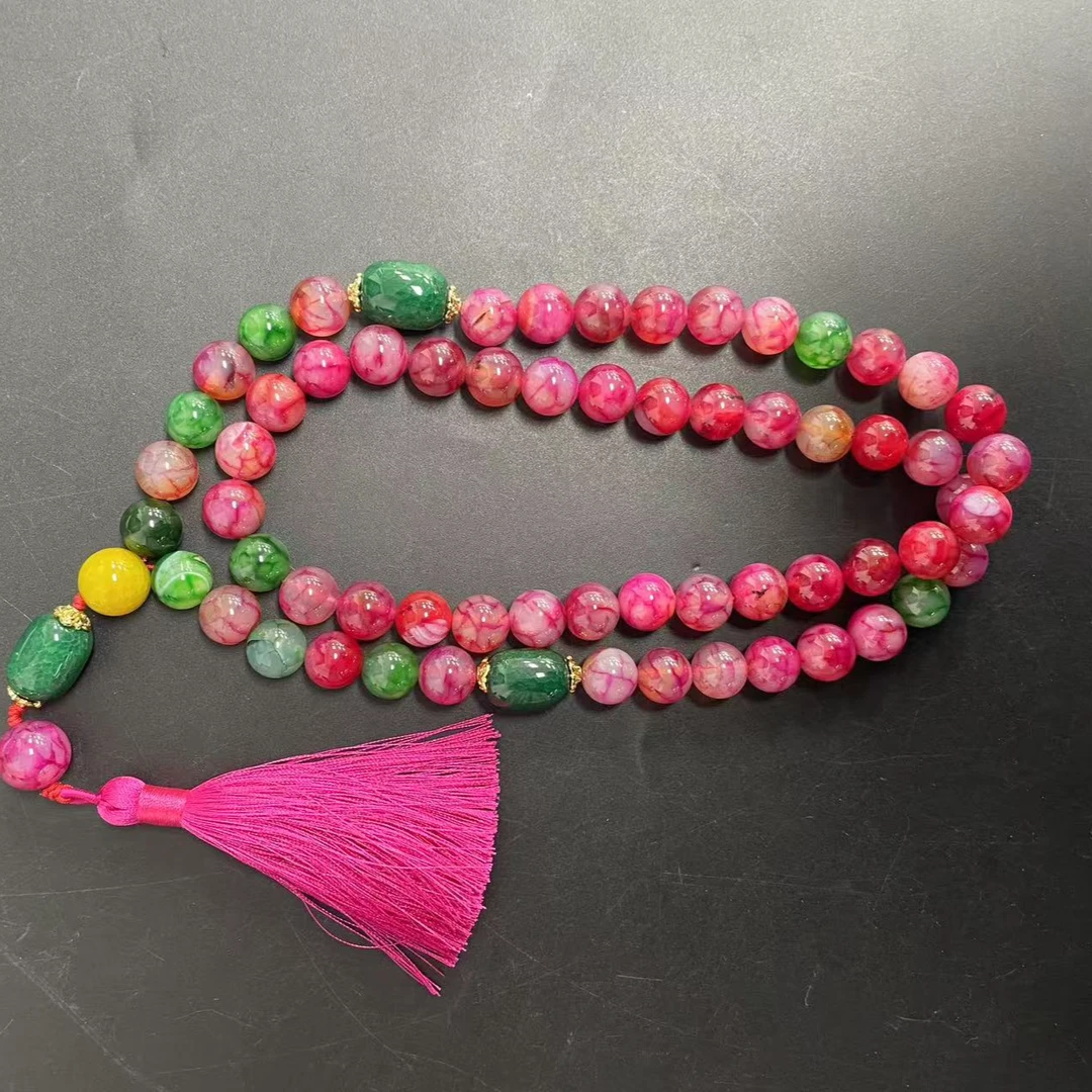 【小杰推荐】樱花粉龙鳞纹圆珠项链 （多样性发其一）8114