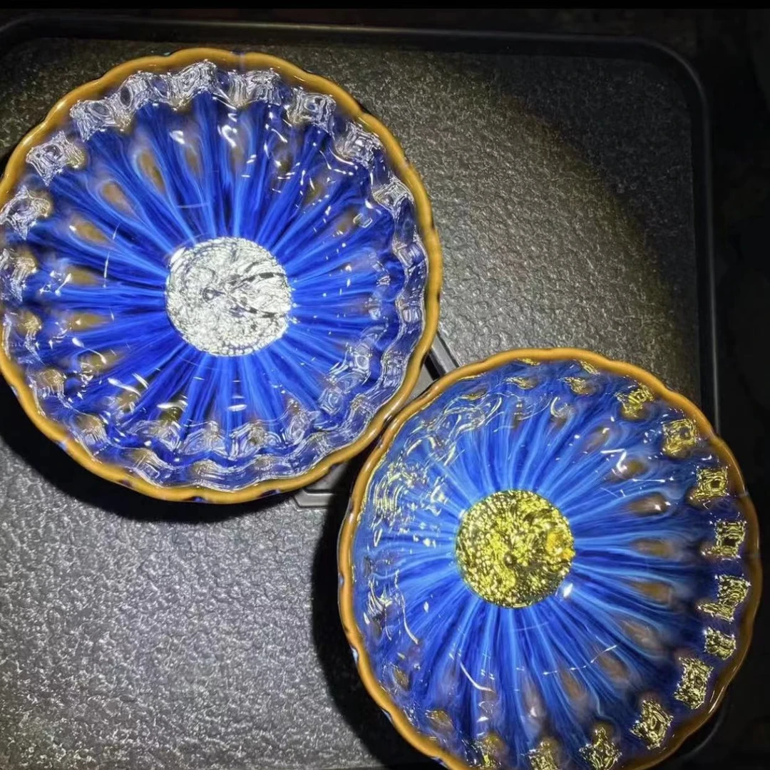 （窑变回蓝）龙头对杯 主人杯品茗杯葵口茶杯