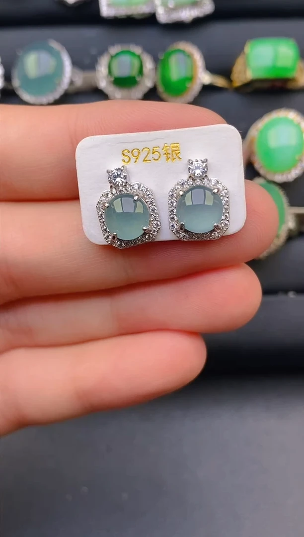 【闪购商品】翡翠戒指银S925镶嵌天然A货翡翠1