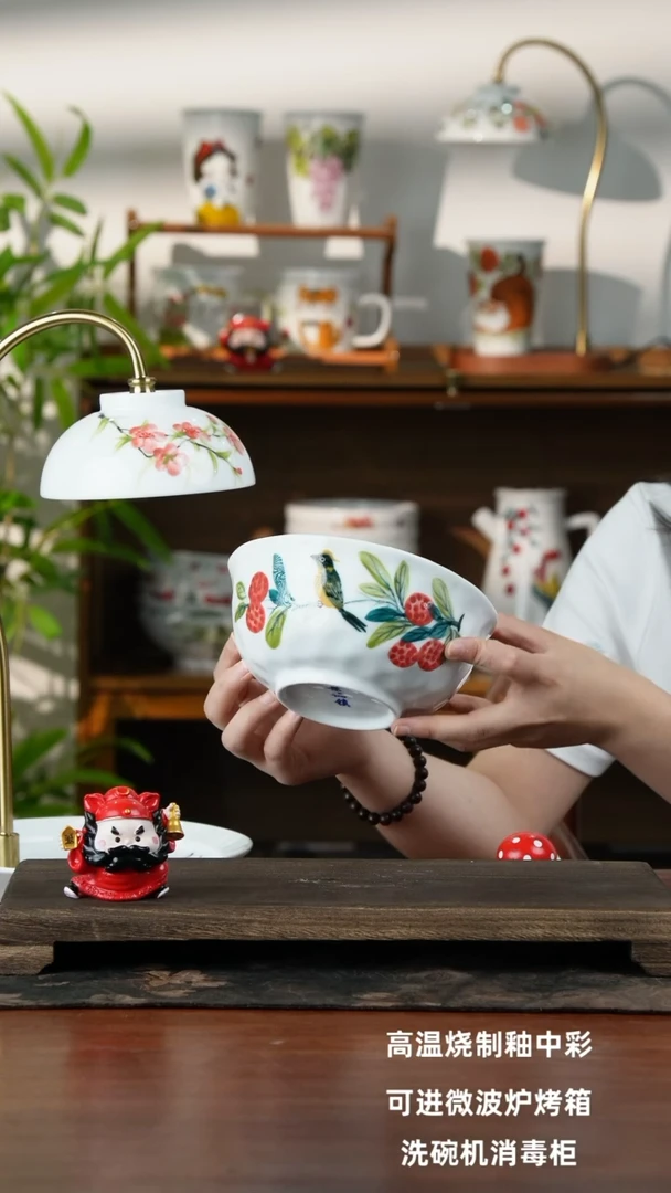 瓷片景德镇手绘釉中彩（食品级）捏捏碗