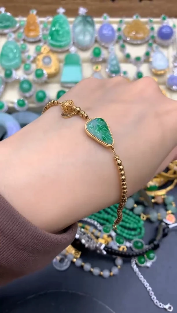 【闪购商品】翡翠手链18K金镶嵌287-中国好珍宝