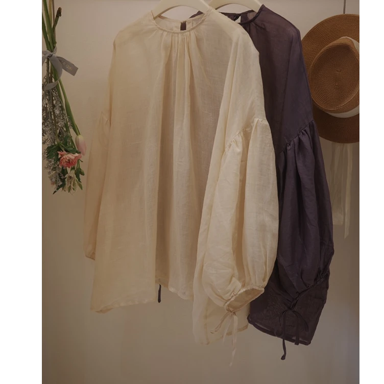 YILE·【鸢尾】25年夏季订单款100%苎麻时髦手工刺绣慵懒防晒衬衫