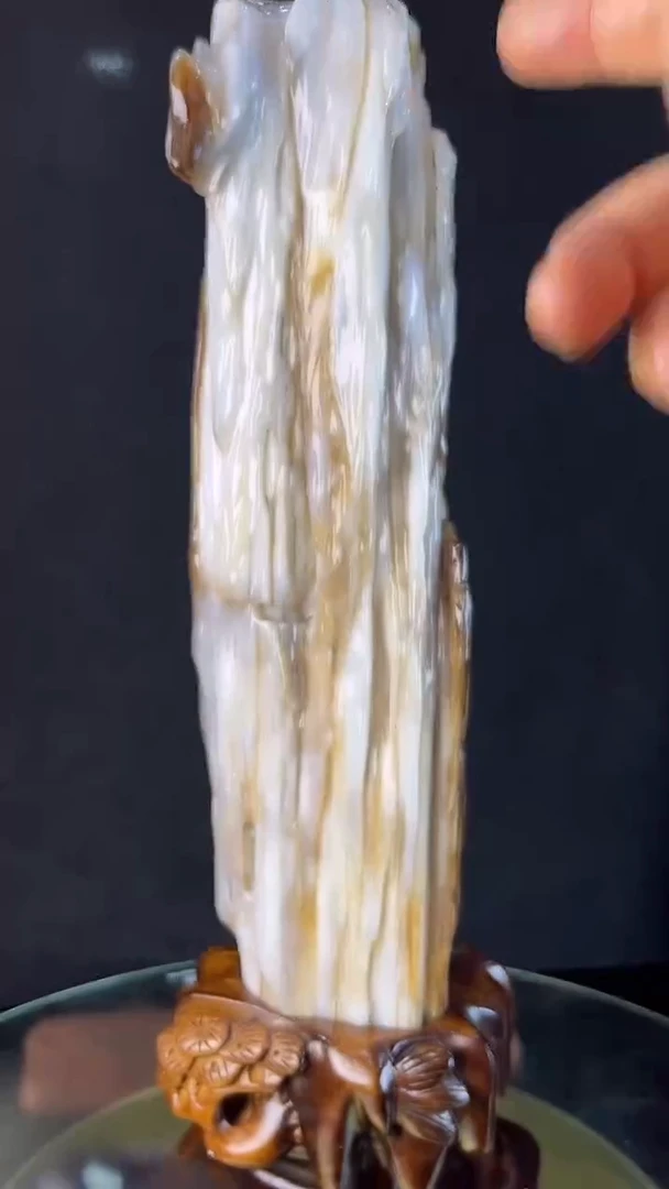 缅甸天然树化玉摆件